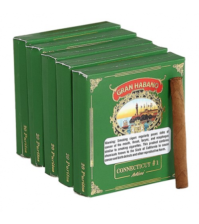 Gran Habano Minis #1 Connecticut Puritos (green) (3.5"x20) Pack of 100