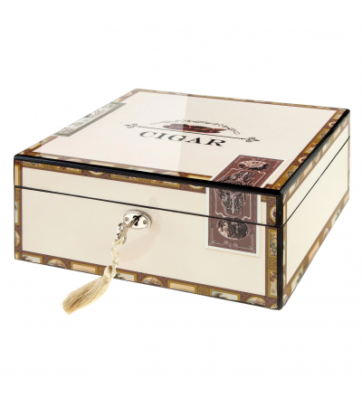 Angelo Humidor Cigarbox weiß hochglanz LxBxH 26 x 22 x 13 cm
